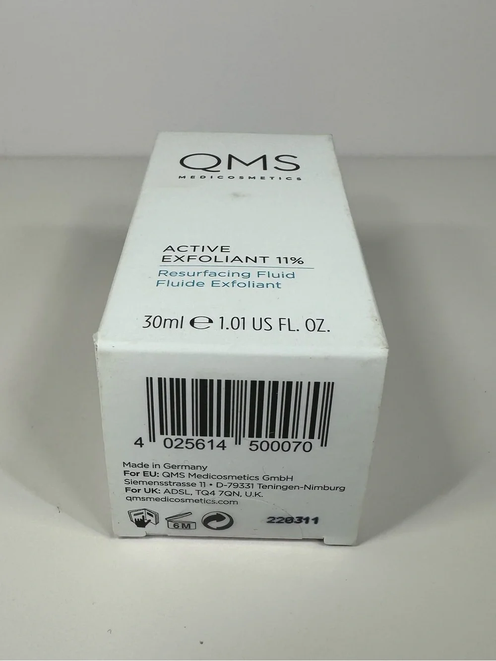 QMS Medicosmetics Active Exfoliant 11% Resurfacing Fluid 1.01 oz / 30 mL NIB